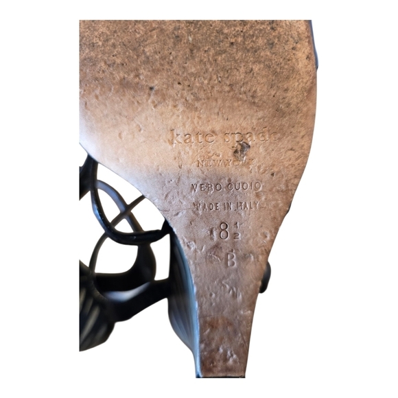 Kate Spade Illie Shiny Black Patent Leather Wedge Sandals 8.5 - Picture 11 of 11